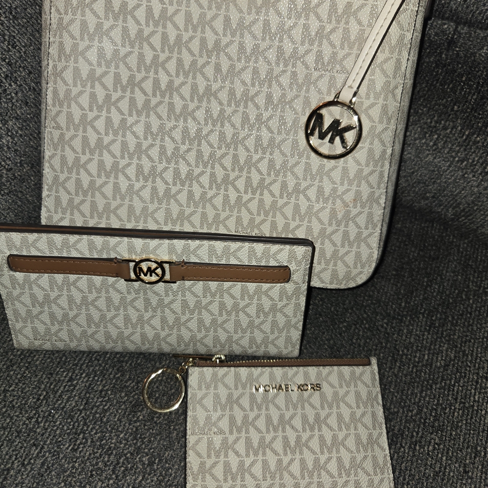 Michael Kors Monogrammed Crossbody And  Accessory Set